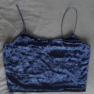 Garage Navy Velvet Crop Camisole / Strappy Top Size Small